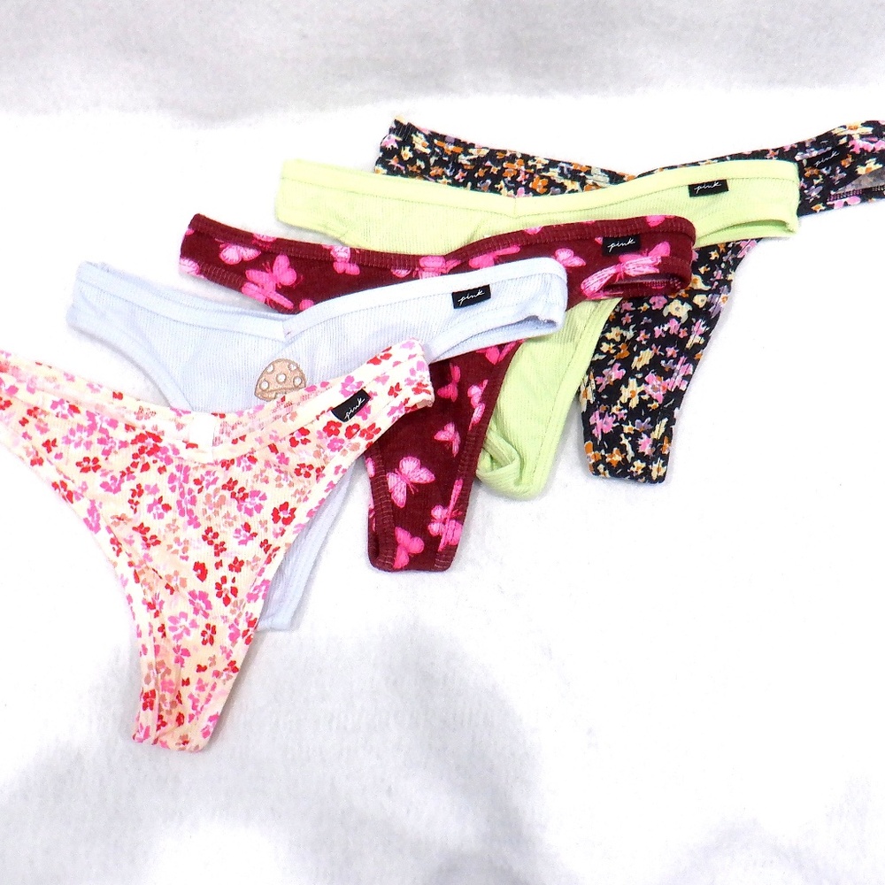 Victoria's Secret PINK 5 Thongs Size Small NEW